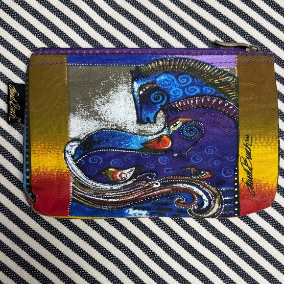 Laurel Burch Handbags - Laurel Burch Painted Fabric Cosmetic Bag with Horses